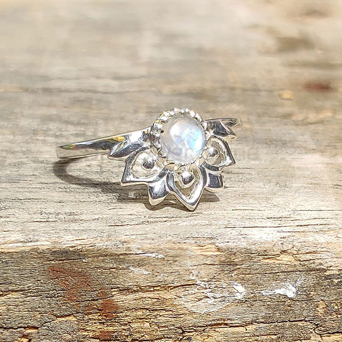 Sterling Silver Ring In Natural Rainbow Moonstone Jewelry SSR44_0