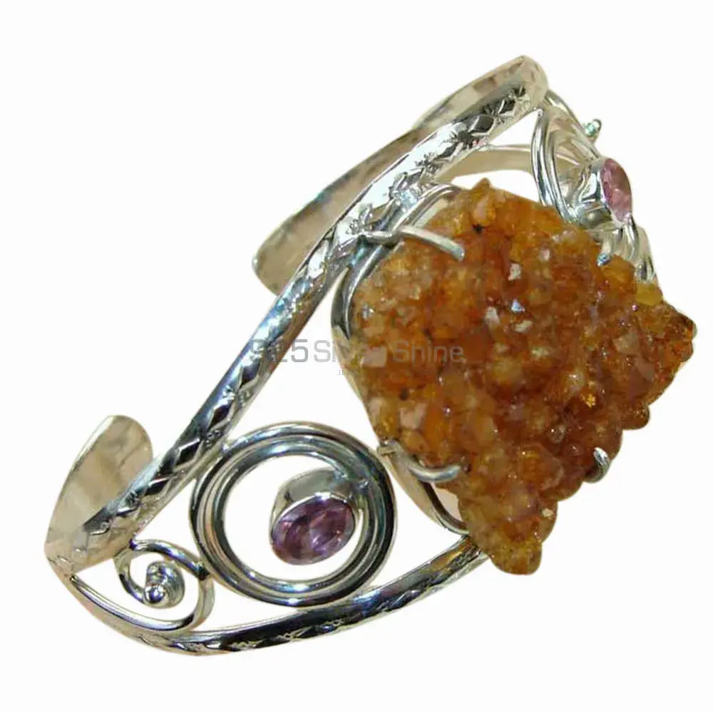 Titanium Druzy Gemstone Cuff Bangles Or Bracelets In Sterling Silver Jewelry 925SSB127