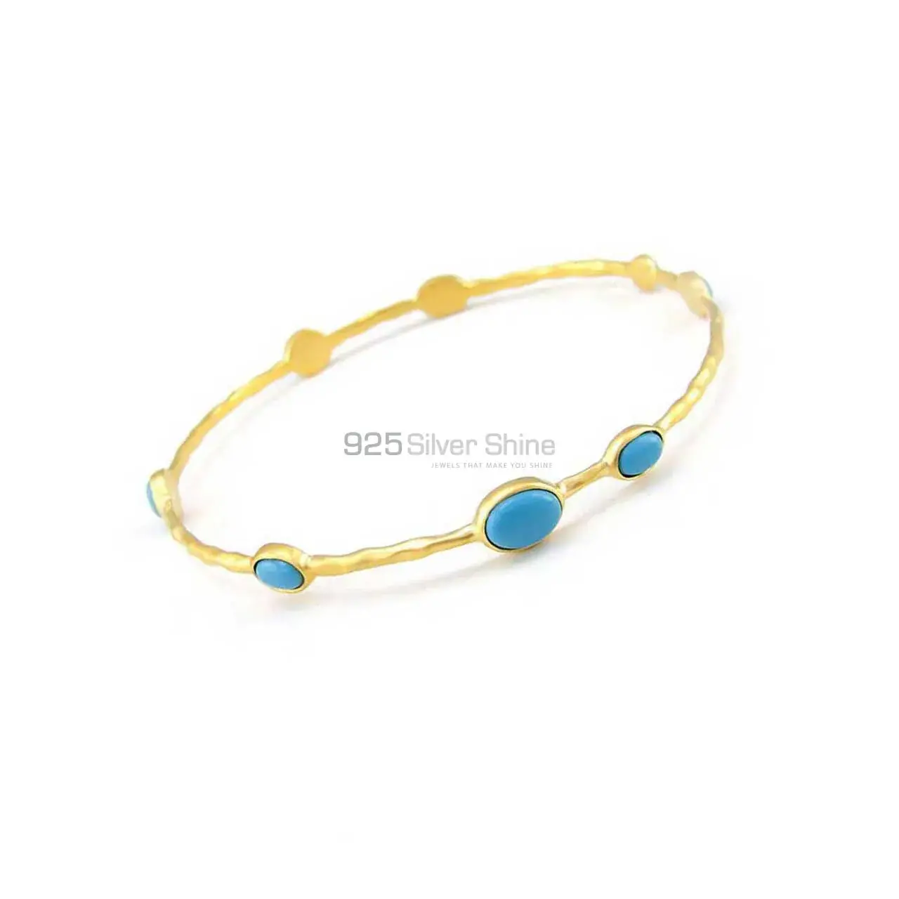 Turquoise Gemstone Bracelet In 925 Silver Gold Plated 925SSB16_0