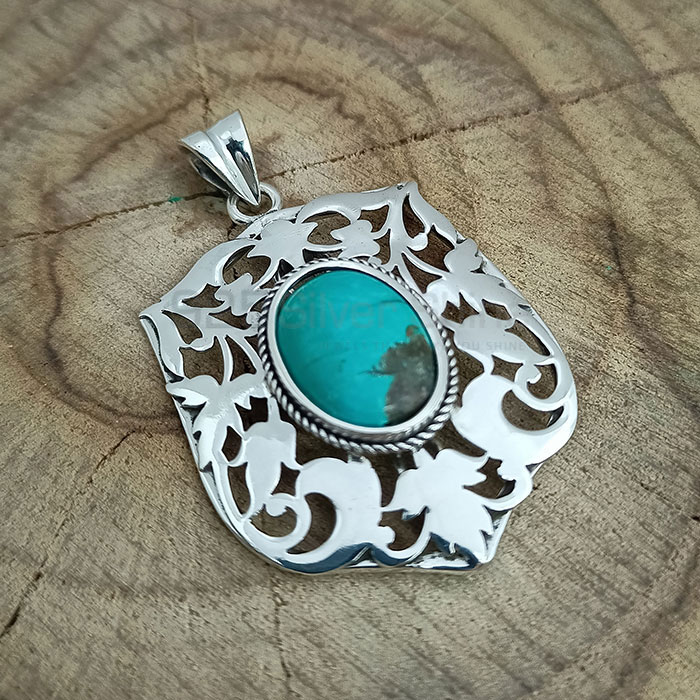 Wholesale Turquoise Gemstone Pendant In Sterling Silver 925NSP32_0