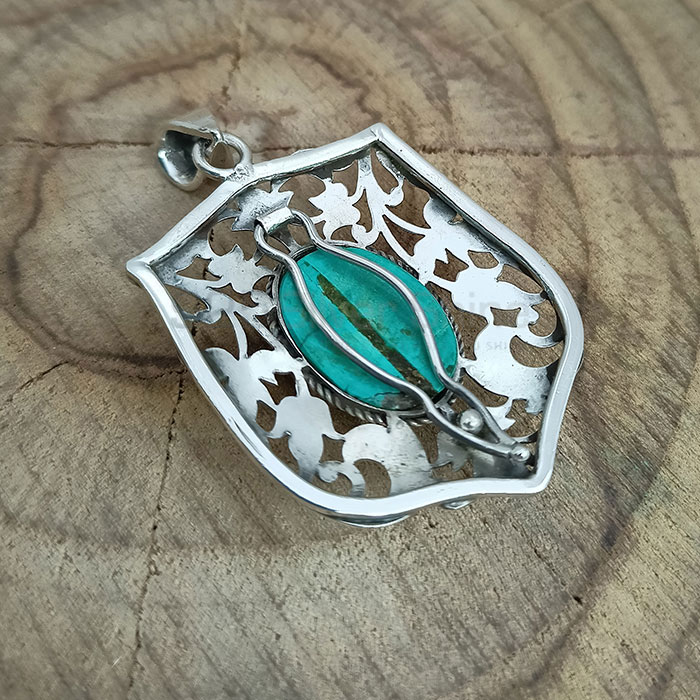 Wholesale Turquoise Gemstone Pendant In Sterling Silver 925NSP32_1