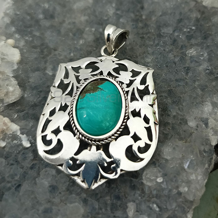 Wholesale Turquoise Gemstone Pendant In Sterling Silver 925NSP32_3