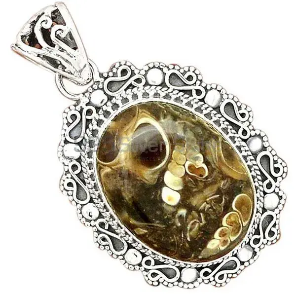 Turtella Jasper Gemstone Pendants In Fine Sterling Silver Jewelry 925SP42-4
