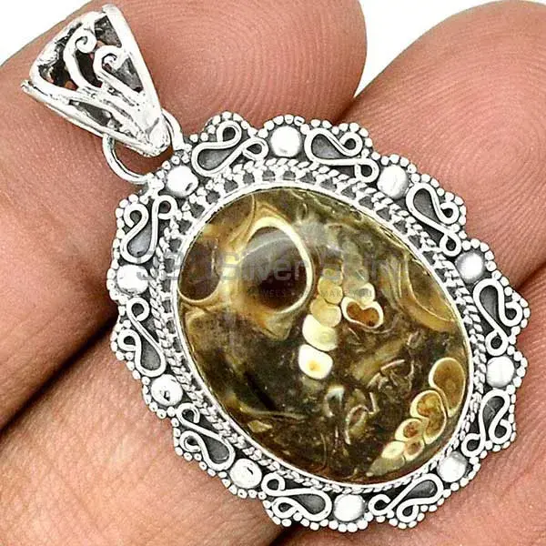 Wholesale Turtella Jasper Gemstone Pendants In Fine Sterling Silver Jewelry 925SP42-4_0