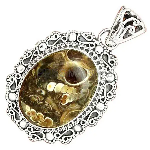 Wholesale Turtella Jasper Gemstone Pendants In Fine Sterling Silver Jewelry 925SP42-4_2