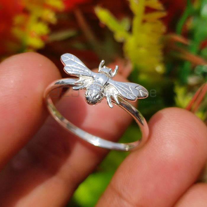 thumbnail image 2 of Handmade Solid 925 Sterling Silver Spinner Ring - Bee Design - All Sizes 2 of 4