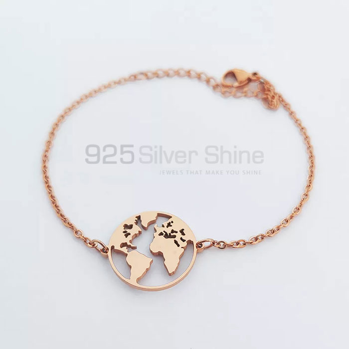 Wholesale World Map Design Chain Bracelet In Sterling Silver MPMB349