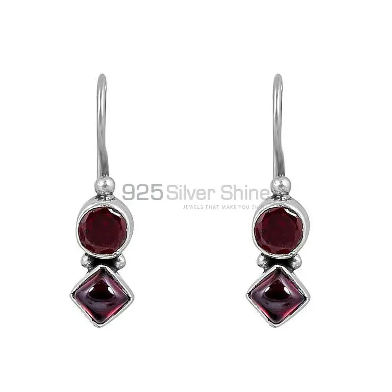 Wholesaler Natural Garnet Gemstone Earring In 925 Sterling Silver Jewelry 925SE126