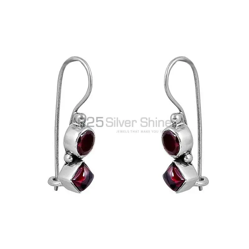 Wholesaler Natural Garnet Gemstone Earring In 925 Sterling Silver Jewelry 925SE126_0