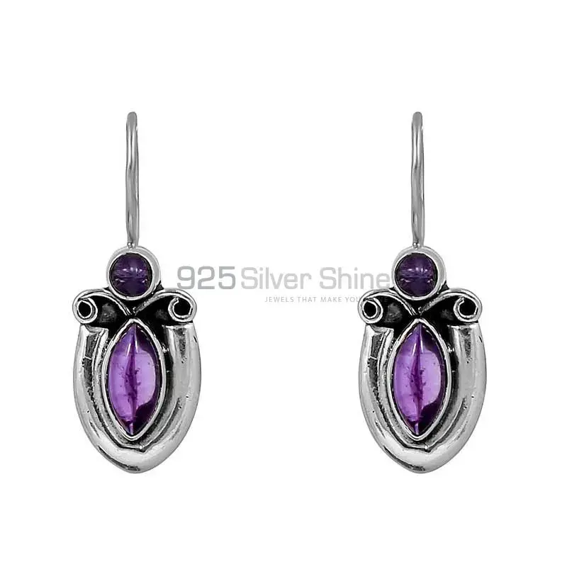 Wholesale Light Weight Amethyst Gemstone Earring In 925 Sterling Silver Jewelry 925SE113