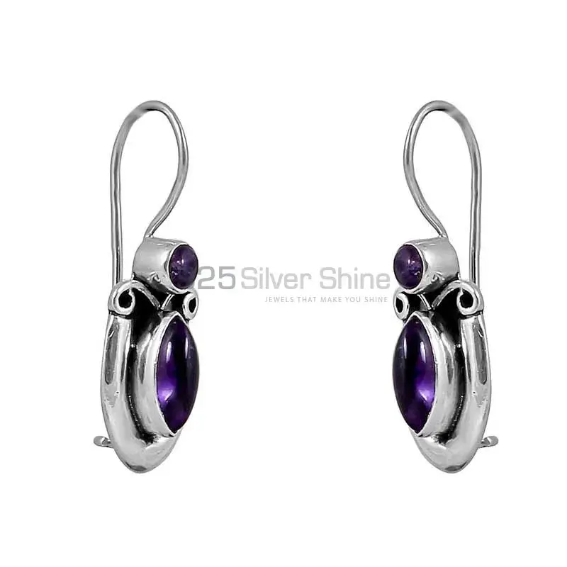 Wholesale Light Weight Amethyst Gemstone Earring In 925 Sterling Silver Jewelry 925SE113_0