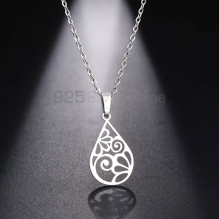 Flower Pear Minimalist Necklace In Silver FWMN220
