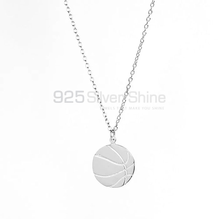 Wide Range Basketball Ball Minimalist Necklace In 925 Silver SPMN465