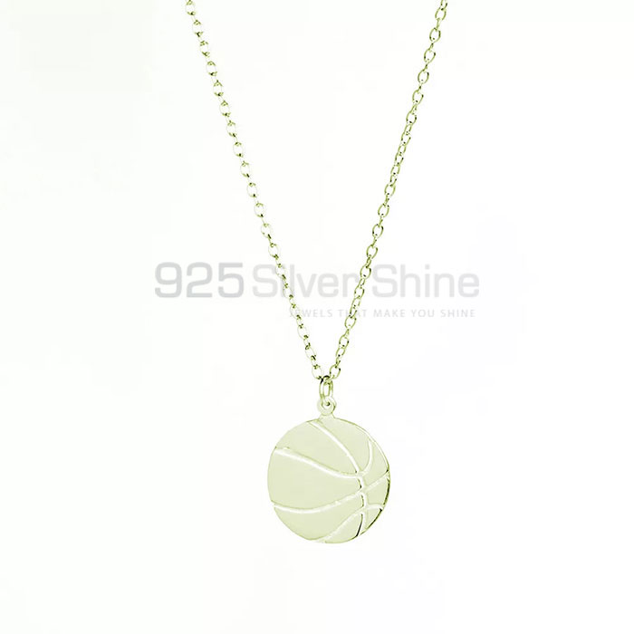 Wide Range Basketball Ball Minimalist Necklace In 925 Silver SPMN465_0