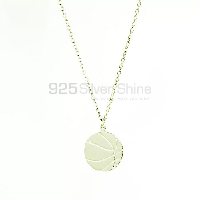 Basketball Ball Minimalist Necklace In 925 Silver SPMN465_0
