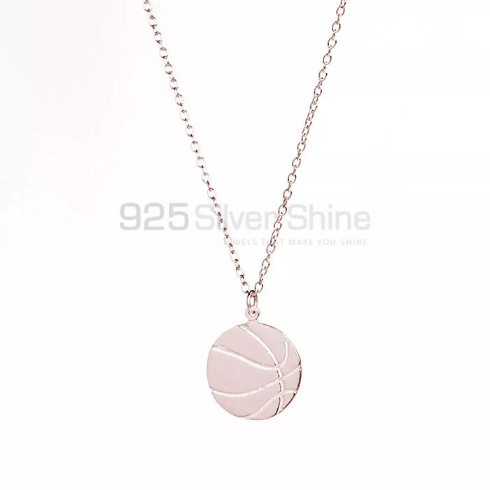 Wide Range Basketball Ball Minimalist Necklace In 925 Silver SPMN465_1