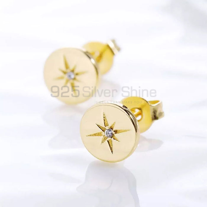 Wide Sale Round Stud Star Earring With Cz Gemstone STME493_0