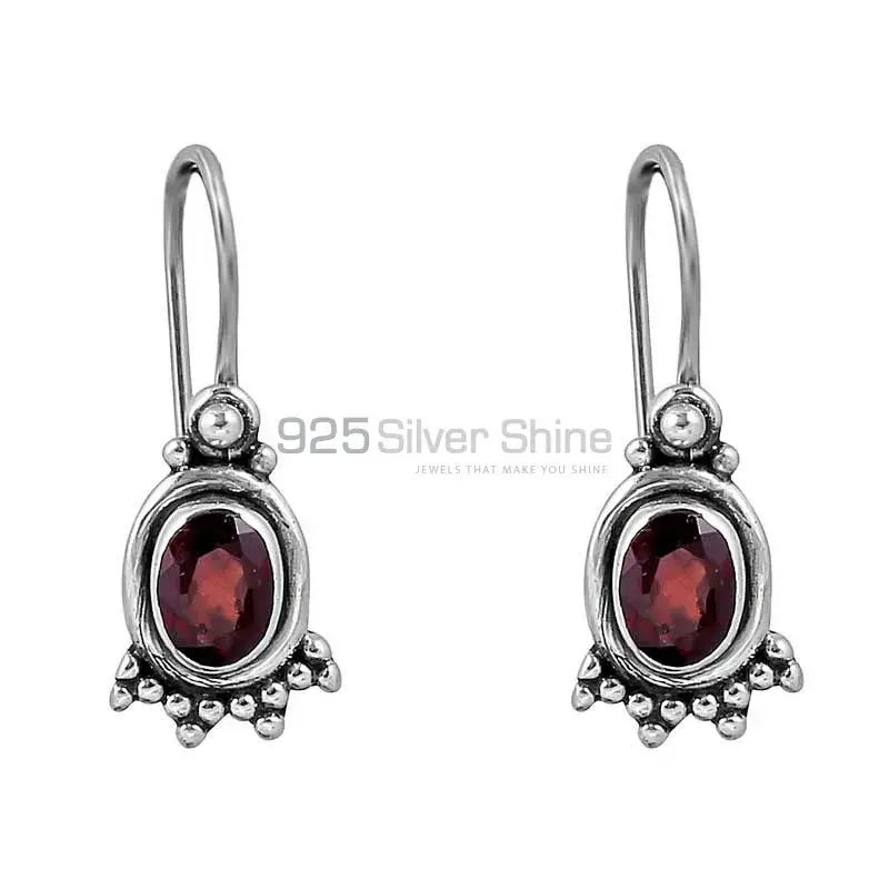 Natural Garnet Gemstone Earring In 925 Sterling Silver Jewelry 925SE128_1