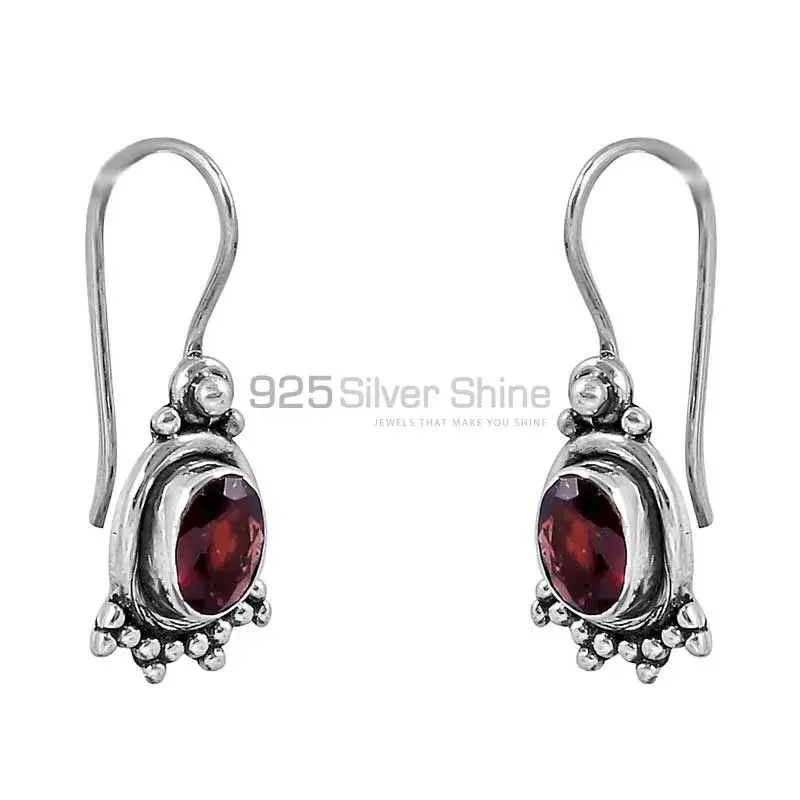 Natural Garnet Gemstone Earring In 925 Sterling Silver Jewelry 925SE128_2