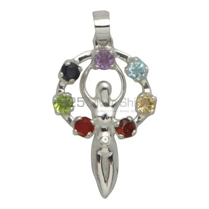 Yoga Sober Look Chakra Pendant With Sterling Silver Jewelry SSCP181