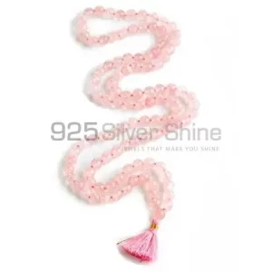 108 Semi Precious Faceted Rose Quartz Gemstone with Tassel for Mantra and Meditation-Yoga-Reiki-Chakra Stones 925MBC121