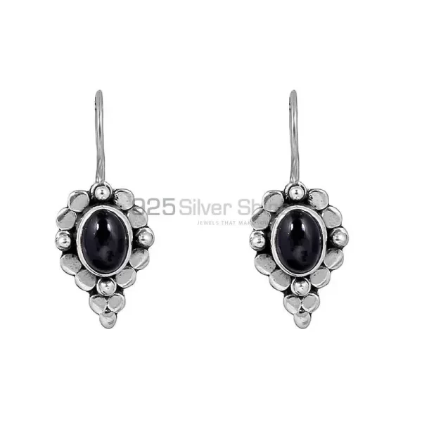 925 Fine Silver earring In Natural Black Onyx Gemstone Jewelry 925SE134