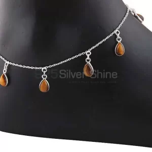 925 Silver Anklet In Tiger's Eye Jewelry