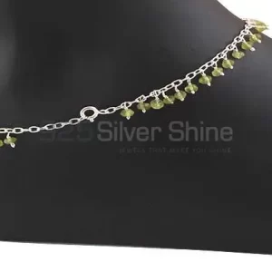 925 Sterling Silver Anklet In Peridot beads Stone