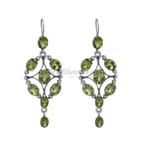 925 Sterling Silver earring In Natural Peridot Gemstone Jewelry 925SE06
