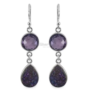 925 Sterling Silver earrings Exporters In Genuine Amethyst Gemstone 925SE1346