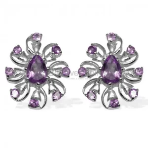 925 Sterling Silver earrings Exporters In Genuine Amethyst Gemstone 925SE960