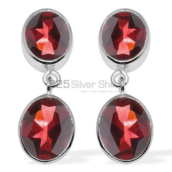 925 Sterling Silver earrings Exporters In Genuine Garnet Gemstone 925SE1118