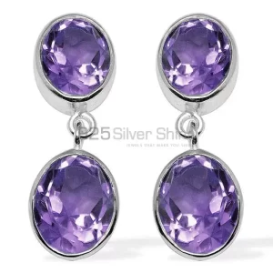 925 Sterling Silver earrings Exporters In Natural Amethyst Gemstone 925SE1116