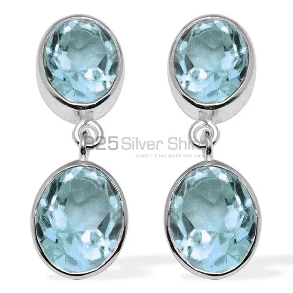 925 Sterling Silver earrings Exporters In Semi Precious Blue Topaz Gemstone 925SE1117