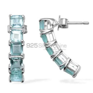 925 Sterling Silver earrings Exporters In Semi Precious Blue Topaz Gemstone 925SE959