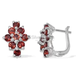 925 Sterling Silver earrings Exporters In Semi Precious Garnet Gemstone 925SE880