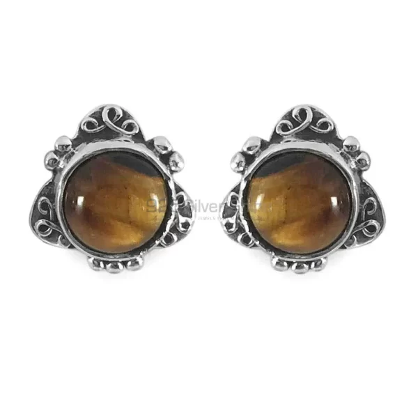 925 Sterling Silver earrings Exporters In Semi Precious Tiger's Eye Gemstone 925SE1345