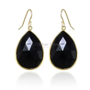 925 Sterling Silver earrings In Genuine Black Onyx Gemstone 925SE1915
