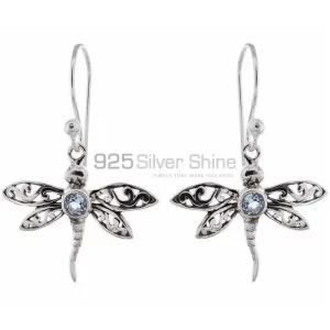 925 Sterling Silver earrings In Genuine Blue Topaz Gemstone 925SE1161