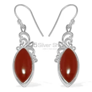 925 Sterling Silver earrings In Genuine Carnelian Gemstone 925SE854