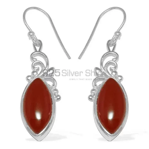 925 Sterling Silver earrings In Genuine Carnelian Gemstone 925SE854