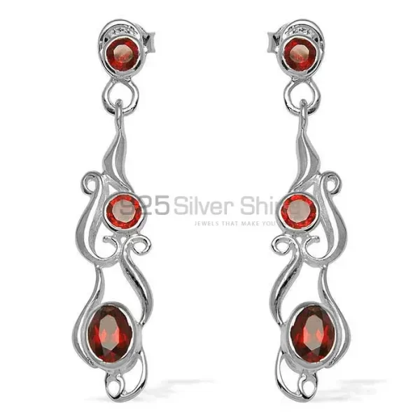 925 Sterling Silver earrings In Genuine Garnet Gemstone 925SE775