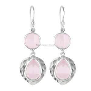 925 Sterling Silver earrings In Genuine Rose Quartz Gemstone 925SE1836
