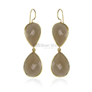 925 Sterling Silver earrings In Genuine Smoky Gemstone 925SE1994