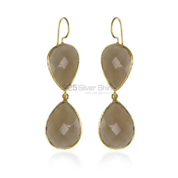 925 Sterling Silver earrings In Genuine Smoky Gemstone 925SE1994