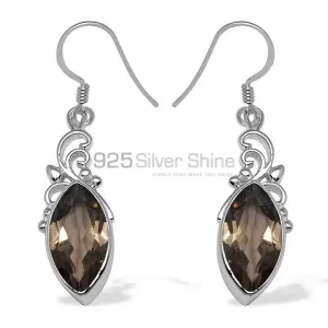 925 Sterling Silver earrings In Genuine Smoky Quartz Gemstone 925SE1012