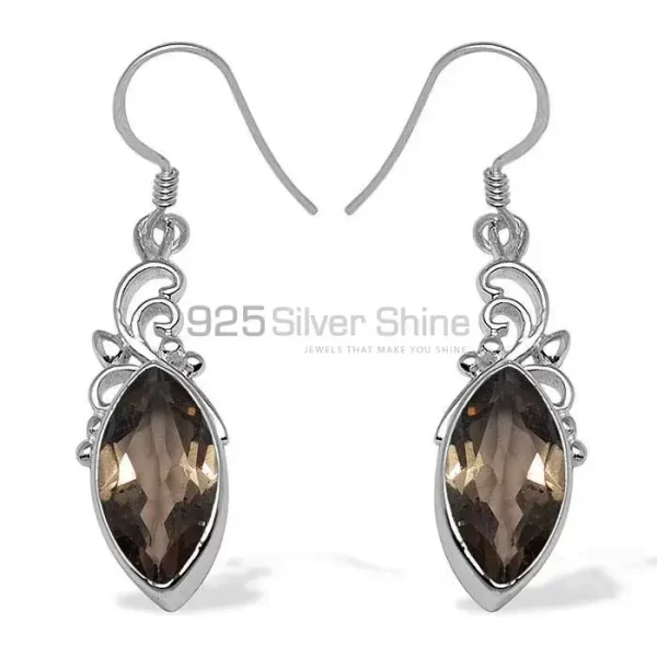 925 Sterling Silver earrings In Genuine Smoky Quartz Gemstone 925SE1012