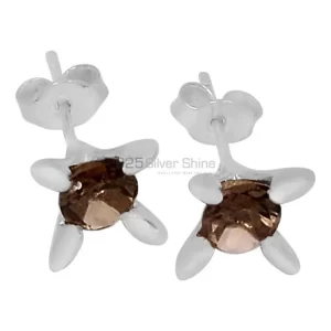 925 Sterling Silver earrings In Genuine Smoky Quartz Gemstone 925SE538