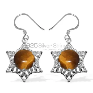 925 Sterling Silver earrings In Genuine Tiger's Eye Gemstone 925SE1091