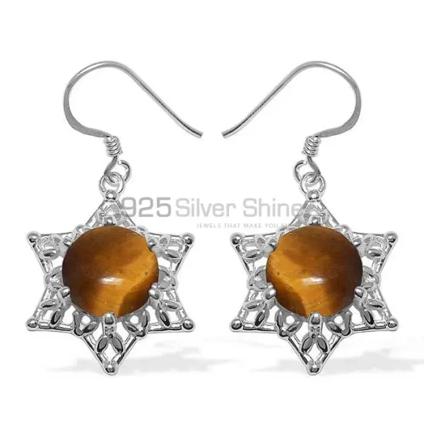 925 Sterling Silver earrings In Genuine Tiger's Eye Gemstone 925SE1091